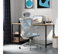 SIHOO M18 Sedia Ufficio ergonomica,Sedia scrivania, con Supporto Lombare per Poggiatesta e Bracciolo Regolabile,Schienale Alto in Rete,Portata Massima 150 kg(azzurro chiaro)