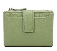 SiHuiTu Portafoglio da donna in pelle vegana con blocco RFID, borsa compatta a doppia piega con tasca portamonete con cerniera, finestra per documenti, porta carte multiple per le signore, Verde