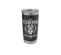 Sii forte e coraggioso Giosuè 1:9 Leone | Christian Warrior Bicchiere termico in acciaio inox doppia parete