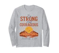 Sii Forte e Coraggioso - Giosuè 1:9 Retro Mountain Maglia a Manica