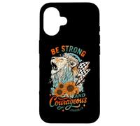 Sii forte e coraggioso Joshua 1:9 Lion Design Custodia per iPhone 16