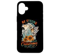 Sii forte e coraggioso Joshua 1:9 Lion Design Custodia per iPhone 16 Plus