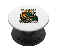 Sii forte e coraggioso leone montagna cristiana PopSockets PopGrip Adesivo