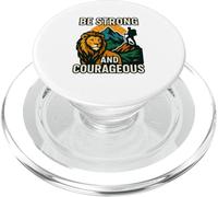 Sii forte e coraggioso leone montagna cristiana PopSockets PopGrip per MagSafe