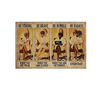 Sii forte quando sei debole, cartello in metallo vintage per salone di bellezza e parrucchiere, poster in metallo vintage per casa, ufficio, studio, club, barbiere, 12x16 pollici