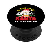 Sii gentile con il barista Babbo Natale sta guardando PopSockets PopGrip Adesivo