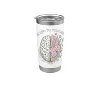 Sii gentile con la tua mente Cervello Floreale Terapia di Salute Mentale Psyc Bicchiere termico in acciaio inox doppia parete