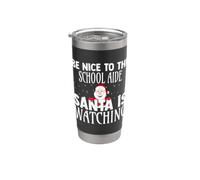 Sii gentile con l'aiutante della scuola Babbo Natale sta guardando un Natale divertente Bicchiere termico in acciaio inox doppia parete