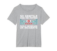 Sii Gentile con Me Potrei Farlo Sembrare Un Incidente Maglietta, Donna Plus-Size, Grigio Melange, 1X