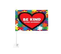 Sii gentile, cuore per finestra, per la consapevolezza dell'autismo, per bandiere auto, protezione solare, decorazione, striscione bifacciale da 12x18 pollici per camion