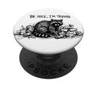 Sii gentile, sto provando Funny Raccoon PopSockets PopGrip Adesivo
