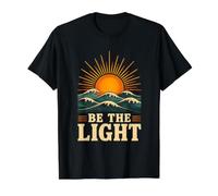 Sii la Luce, retrò, Onde oceaniche, Sunrise Positive, edificante Maglietta con Stampa Grafica Economica, Uomo, Nero, L