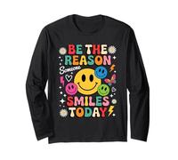 Sii la Ragione per Cui Qualcuno sorride Oggi Faccia Felice Colorata retrò Maglia a Manica