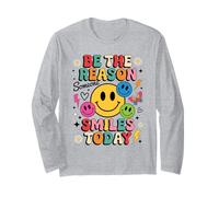 Sii la Ragione per Cui Qualcuno sorride Oggi Faccia Felice Colorata retrò Maglia a Manica