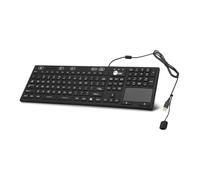 SIIG Tastiera USB-A lavabile in silicone cablato con touchpad, layout a 110 tasti, grado industriale e medico, antipolvere, conforme IP68, 5 livelli di luminosità, silenziosa e silenziosa, Windows,
