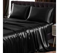 SiinvdaBZX Set di lenzuola in raso queen size ultra morbide come la seta per letto queen size con tasca profonda, 1 lenzuolo con angoli, 1 lenzuolo piatto, 2 federe con chiusura a busta