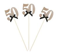 Siipoo - 6 bastoncini centrotavola per 50° compleanno, numero 50, decorazioni floreali per feste di compleanno, anniversario, feste, decorazioni per torte (oro rosa), (50 decorazioni per fiori)
