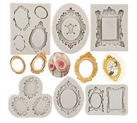 Sijiangmold Set di 6 cornici per fondente per foto in silicone stampo barocco in filigrana per decorazione di torte topper per caramelle pasta di gomma polimerica