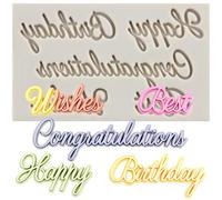 Sijiangmold Stampi in silicone con scritta "Happy Birthday" e lettere dell'alfabeto, per decorare torte, cioccolato, cupcake, caramelle, argilla polimerica, pasta di gomma