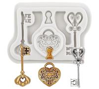 Sijiangmold Stampo in silicone a forma di chiave vintage per cioccolato, decorazione per torte, cupcake, caramelle, argilla polimerica, pasta di gomma