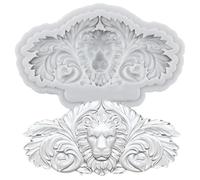 Sijiangmold Stampo in silicone a forma di leone, per cornice, fondente, stile barocco, fronzoli, forma per cupcake, topper per torte, caramelle, cioccolato, gomma, pasta polimerica, set di