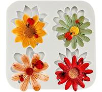 Sijiangmold Stampo in silicone a forma di margherita con coccinella, per decorazione torte, cioccolato, cupcake, pasta di gomma