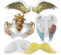 Sijiangmold Stampo per fondente a forma di ali d'angelo, in silicone, per decorazione di torte, cupcake, topper per caramelle, argilla polimerica, set da 4 pezzi
