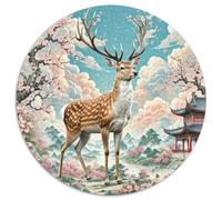 Sika Deer 1000 Pezzis Animal Puzzle Rotondo Per Adulti Animali Di Tutto Il Mondo Per Educativo Difficile E Impossibile Idea Regalo Per Lei O Lui 1000pcs (67.5x67.5cm)