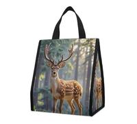 Sika Deer - Borsa termica per il pranzo, per donne e uomini, riutilizzabile, grande, a prova di perdite, pieghevole, portatile, per lavoro, campeggio, picnic