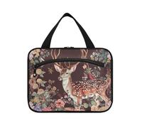 Sika Deer Flower Floral Hanging Borse da viaggio per gli uomini con gancio, Designer Necessities Kit da barba per la mamma Lavoro Bolsa para maquillaje L