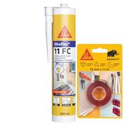 SIKA - Kit Fissaggio e Sigillatura Multiuso: 1x Sikabond Mammoth Crystal (1.5m), Nastro Biadesivo + 1x Sikaflex 11 FC (Bianco, 300ml), Sigillante Adesivo Poliuretanico
