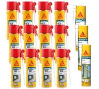 Sika Kit Grandi Lavori: 12x Sika Boom-163 Evolution Schiuma PU 500ml + 3x SikaSeal-157 Sigillante Acrilico 310ml, Isolamento Termo-Acustico, Finitura Bianca, Verniciabile