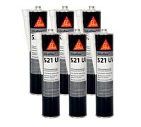 Sika - Sikaflex 521 UV, Nero - Sigillante resistente agli agenti atmosferici - Per interno ed esterni - Privo di isocianati - 300ml (Confezione da 6)