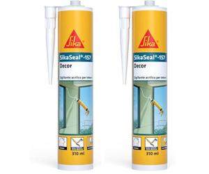 Sika - SikaSeal-157 Decor, Bianco - Sigillante acrilico - Per decorazione di interni, giunti di connessione - Asciugatura rapida - 310ml (Confezione da 2)