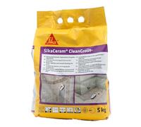 Sika - SikaCeram CleanGrout, Cenere - Stucco cementizio per fughe a pavimento e a parete - Idrorepellente - Previene muffa, batteri e funghi - 5kg