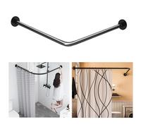 SIKAIQI - Asta per tenda da doccia ad angolo - Asta per tenda da doccia curva a forma di L in acciaio inox 304 retrattile, per bagno, negozio di abbigliamento, spazio privato (70-100 x 70-100 Cm)