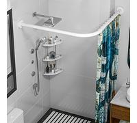 SIKAIQI Asta per tenda da doccia ad angolo in acciaio inox 304 estensibile a forma di L (bianco 68.6,99.1x68.6,99.1 cm), installazione senza trapano, negozio di abbigliamento, spazio privato