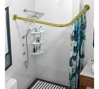 Sikaiqi Asta per Tenda da Doccia Angolare in Acciaio Inox 304 Estensibile a Forma di L, Oro, 90-130 x 90-130 cm, Installazione Senza Fori, Per Bagno, Vasca da Bagno, Angolo