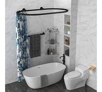 Sikaiqi Asta per tenda da doccia ovale in lega di alluminio, forma quadrata, per vasca da bagno con piedini a artiglio, autoportante (colore: nero: L 140 cm, L 63,5 cm)