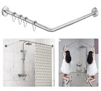 SIKAIQI Asta per tenda doccia angolare telescopica a forma di L in acciaio inox 304 (70-100 cm x 70-100 cm), installazione senza trapano, per bagno, negozio di abbigliamento