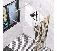 Sikaiqi Bastone per tenda da doccia angolare in acciaio inox 304 U, misura regolabile (bianco, 80-119,4 cm x 88,1-109,2 cm)