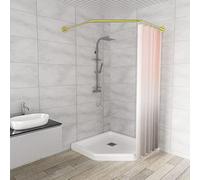 Sikaiqi Bastone per tenda da doccia in acciaio inox 304 elasticizzato a forma di diamante (oro a forma di diamante, entrambi i lati: 43,2 - 65 cm, medio: 50,8 - 66 cm)