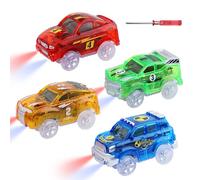 Sikkeby Magic Track Cars - Set di 4 Auto da Corsa con Accessori di Ricambio - Regalo per Bambini 3-8 Anni, Compatibile con La Maggior Parte Delle Piste