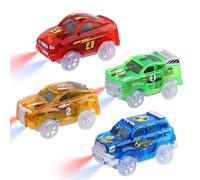 sikkeby Track Cars Magic Kids Regalo per bambini: Race Cars 4 Pack Ricambio Track Accessori Auto per 3 4 5 6 7 8 anni Up Old Kids Boys Girls Toy Track Cars Compatibile con La Maggior Parte Delle