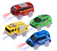 sikkeby Tracks Cars - Auto di ricambio solo Magic Toy Cars Glow in The Dark, auto da corsa con 5 luci LED lampeggianti, compatibile con la maggior parte delle tracce per bambini, ragazzi e ragazze (4