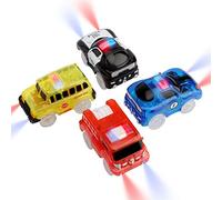 sikkeby Tracks Cars, Set Di 4 Giocattoli Per Auto Cars, Con 5 Luci a LED Lampeggianti, Si Illuminano Al Buio, Compatibili Con La Maggior Parte Dei Tracks Per Bambini, Ragazzi e Ragazze