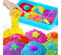 sikmcle giocare nella sabbia, Rainbow con sabbia magica, contiene 3500 g di giocare nella sabbia in sette colori e una scatola per sabbia da gioco creativa per interni (blu)