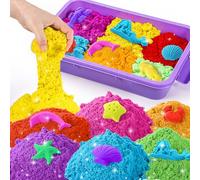 sikmcle giocare nella sabbia, Rainbow con sabbia magica, contiene 3500 g di giocare nella sabbia in sette colori e una scatola per sabbia da gioco creativa per interni (viola)
