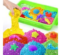 sikmcle giocare nella sabbia, Rainbow con sabbia magica, contiene 3500 g di giocare nella sabbia in sette colori e una scatola per sabbia da gioco creativa per interni (verde)