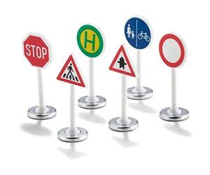 siku 0857, Set di segnali stradali, 6 pezzi, Metallo e Plastica, Multicolor, Facili da integrare nei mondi siku